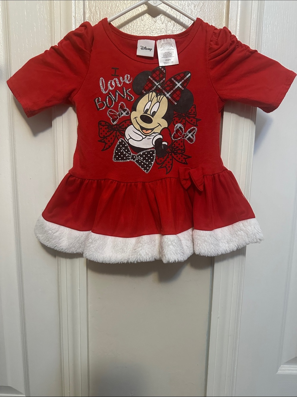 Disney Red Minnie Mouse Holiday Dress with White Trim